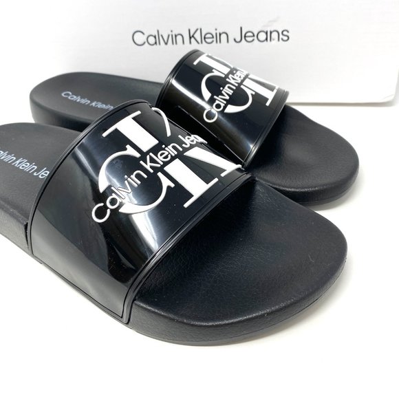 💖MEGA SALE💖 Calvin Klein Mavett Monogram Slide Sandal Black Men's Size - Picture 3 of 12